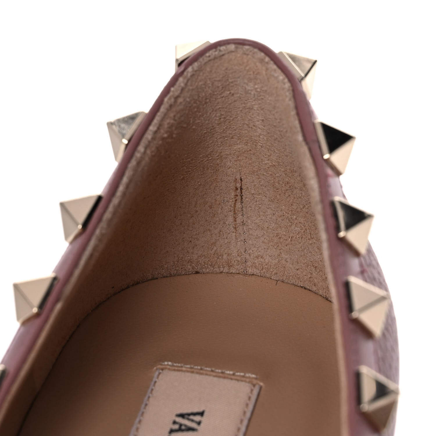 Valentino Garavani Pebbled Calfskin Rockstud Ballerina Flats 37 Dark Nude 11 of 12