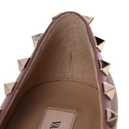 Valentino Garavani Pebbled Calfskin Rockstud Ballerina Flats 37 Dark Nude 11 of 12