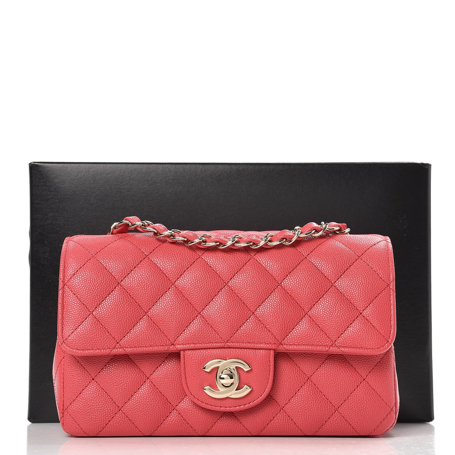Chanel Caviar Quilted Mini Rectangular Flap Dark Pink 8 of 8