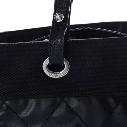 Chanel Coated Canvas Quilted Large Paris Biarritz Tote Black 20 of 22