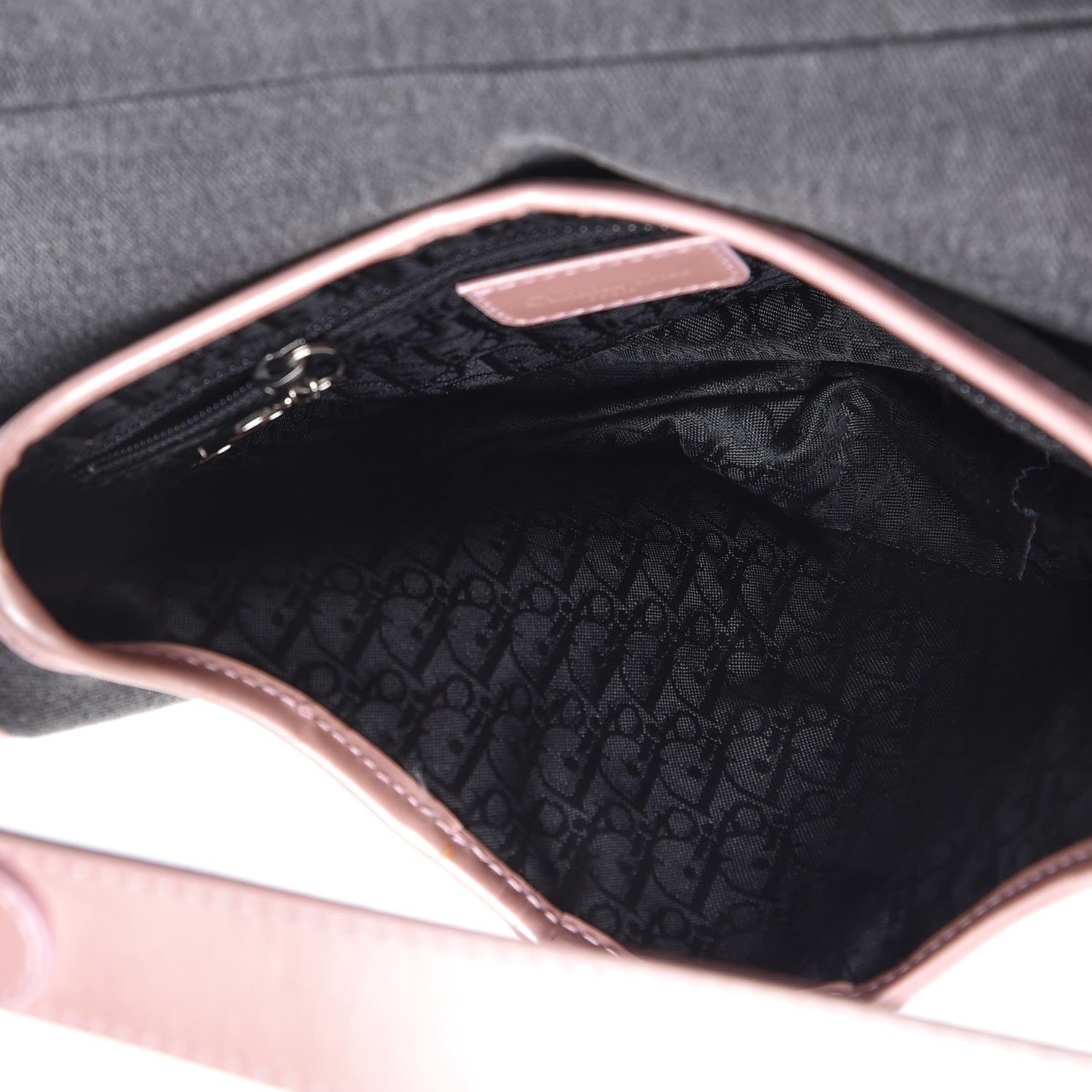 Christian Dior Patent Denim Jeans Saddle Bag Grey Pink 6 of 8