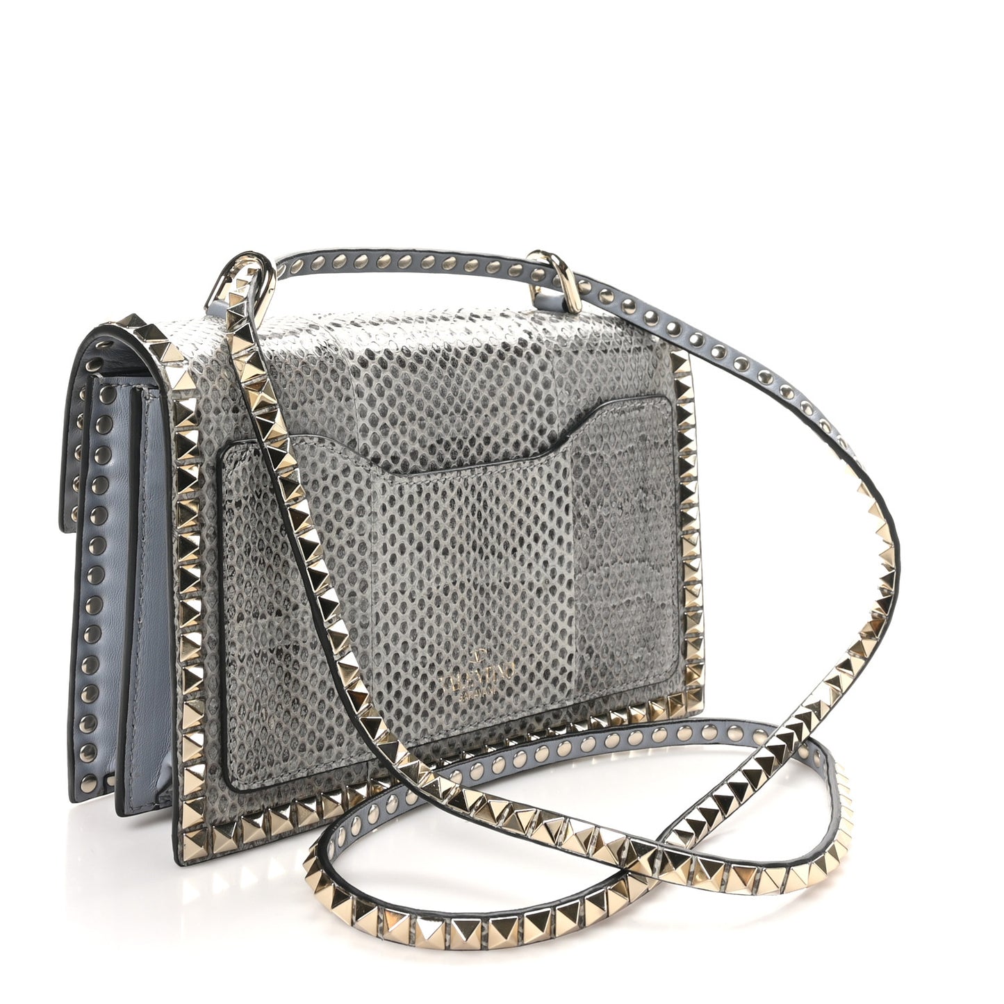 Snakeskin Rockstud No Limit Shoulder Bag Blue Multicolor