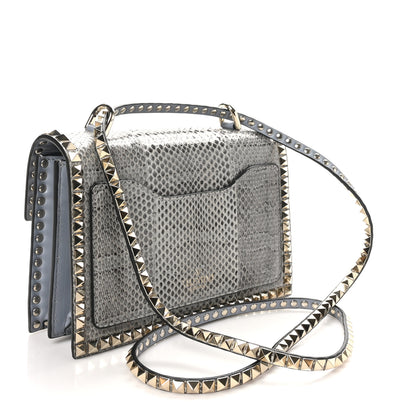 Valentino Garavani Snakeskin Rockstud No Limit Shoulder Bag Blue Multicolor 3 of 9