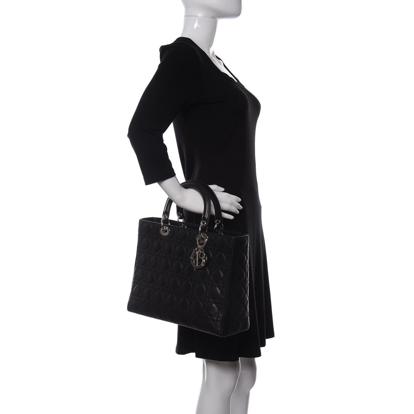 Lambskin Cannage Large Lady Dior Black