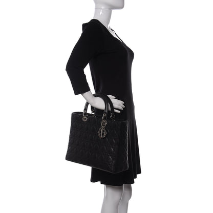 Christian Dior Lambskin Cannage Large Lady Dior Black 2 of 16