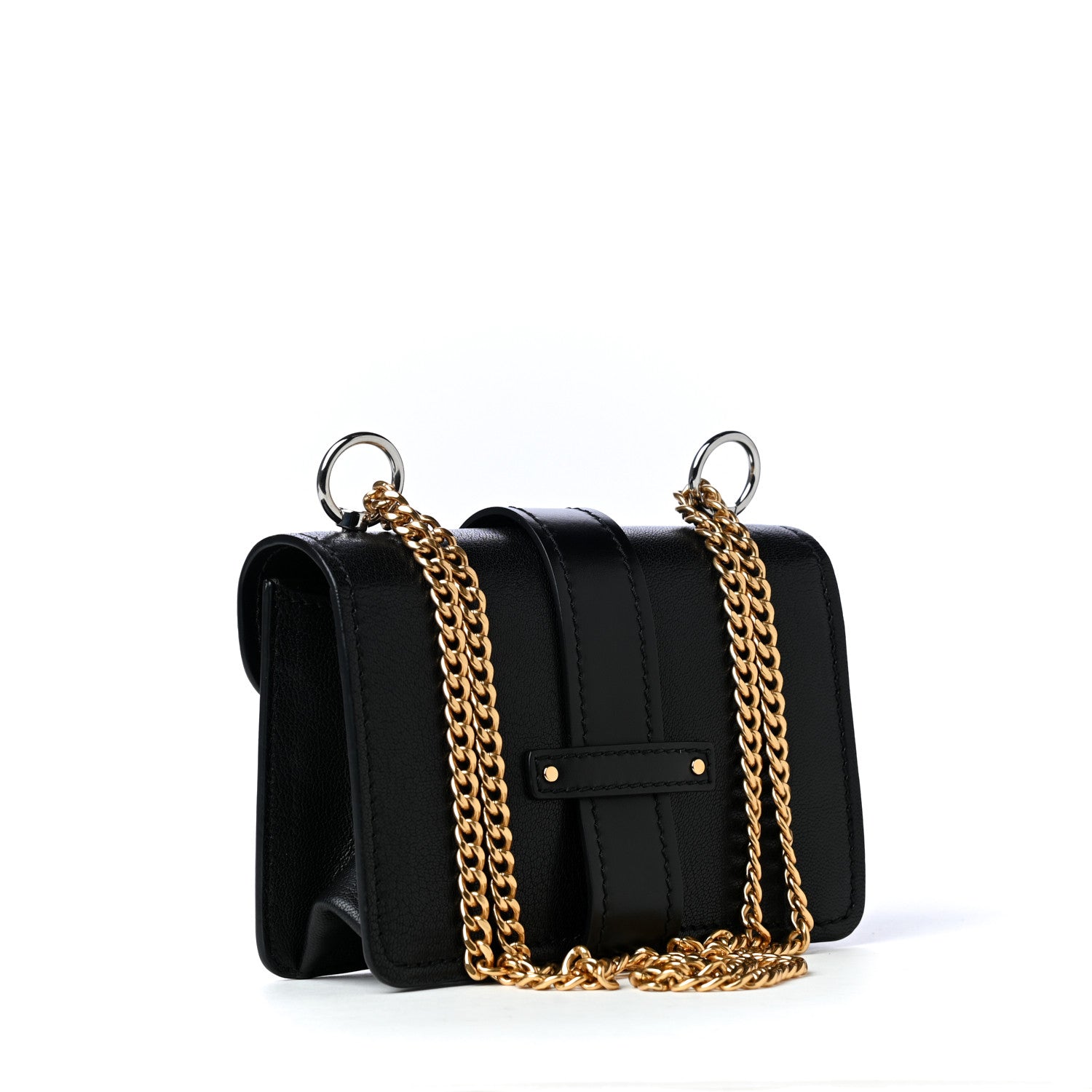 Chloe Shiny Goatskin Calfskin Mini Aby Chain Shoulder Bag Black 2 of 4