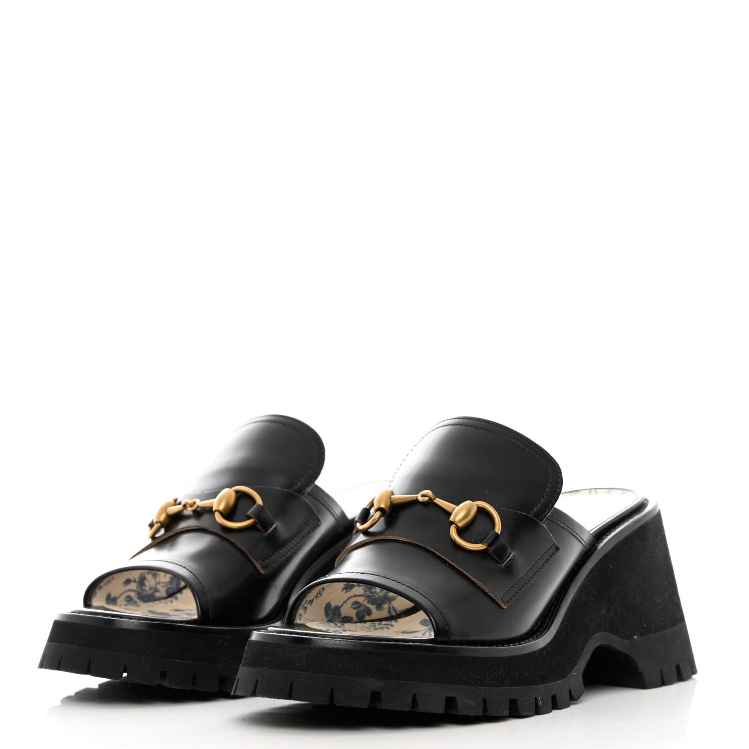 Gucci Cordovan Lux Womens Harald Horsebit Platform Slide Sandals 38.5 Black 3 of 14