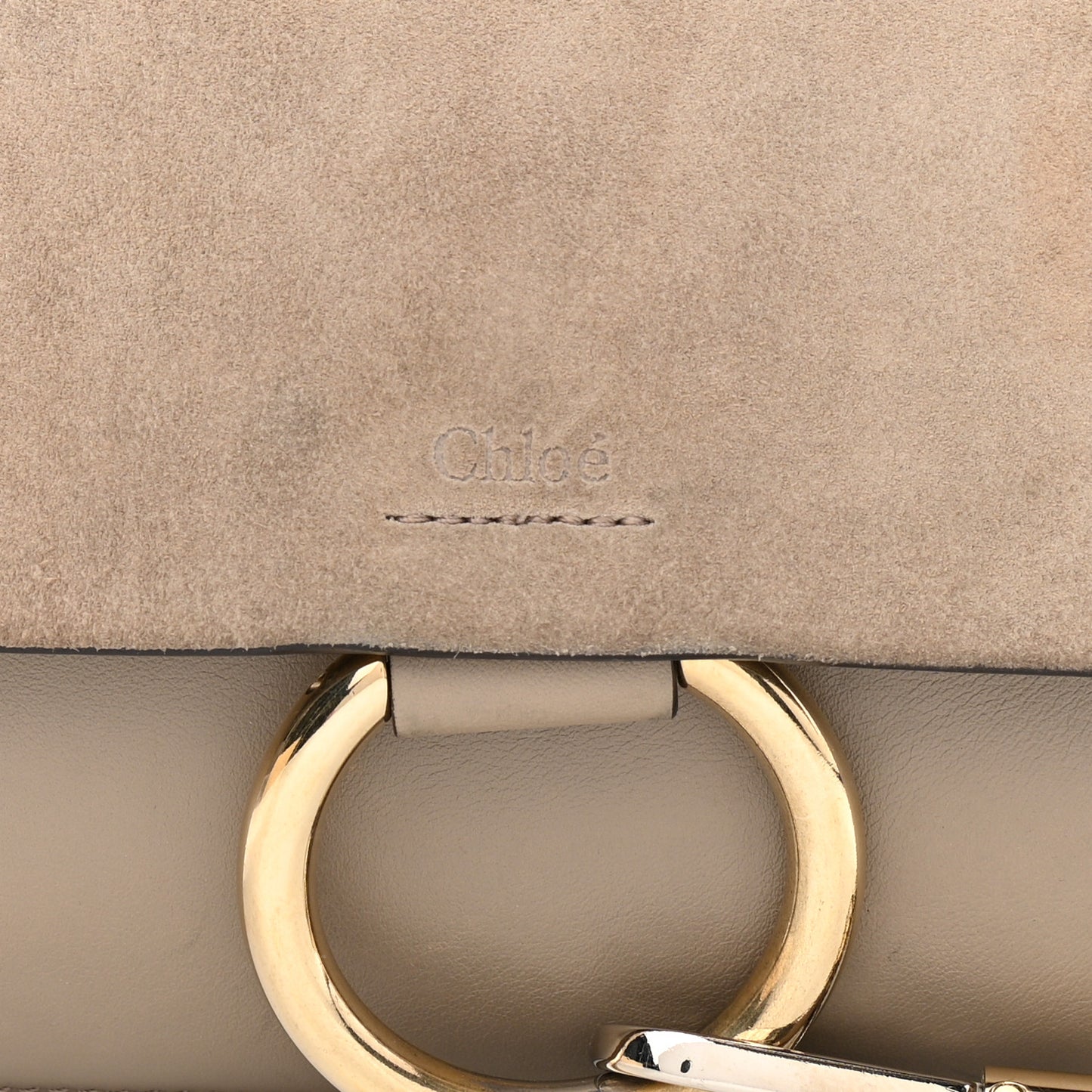 Suede Calfskin Small Faye Shoulder Bag Motty Grey