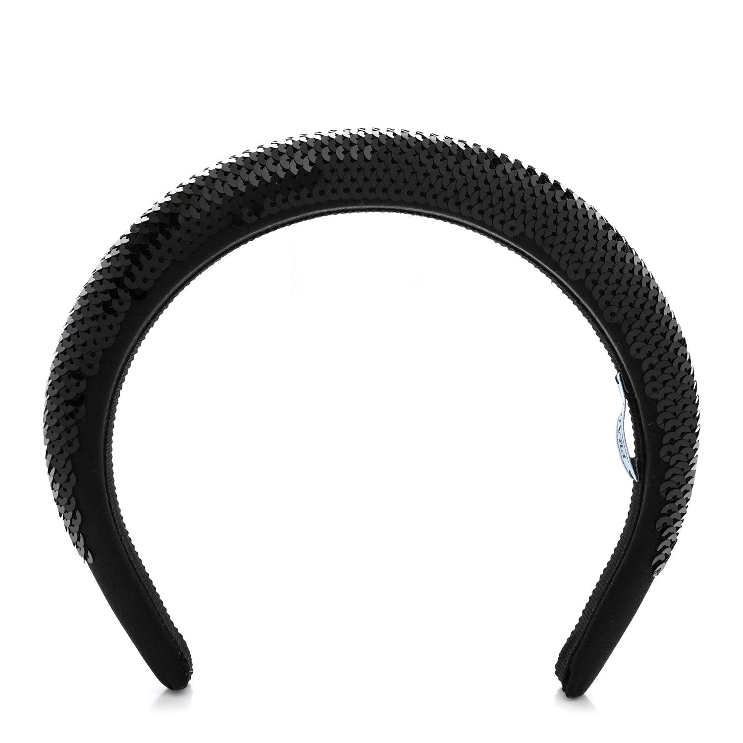 Prada Satin Sequin Embellished Headband Clear Black 1 of 6