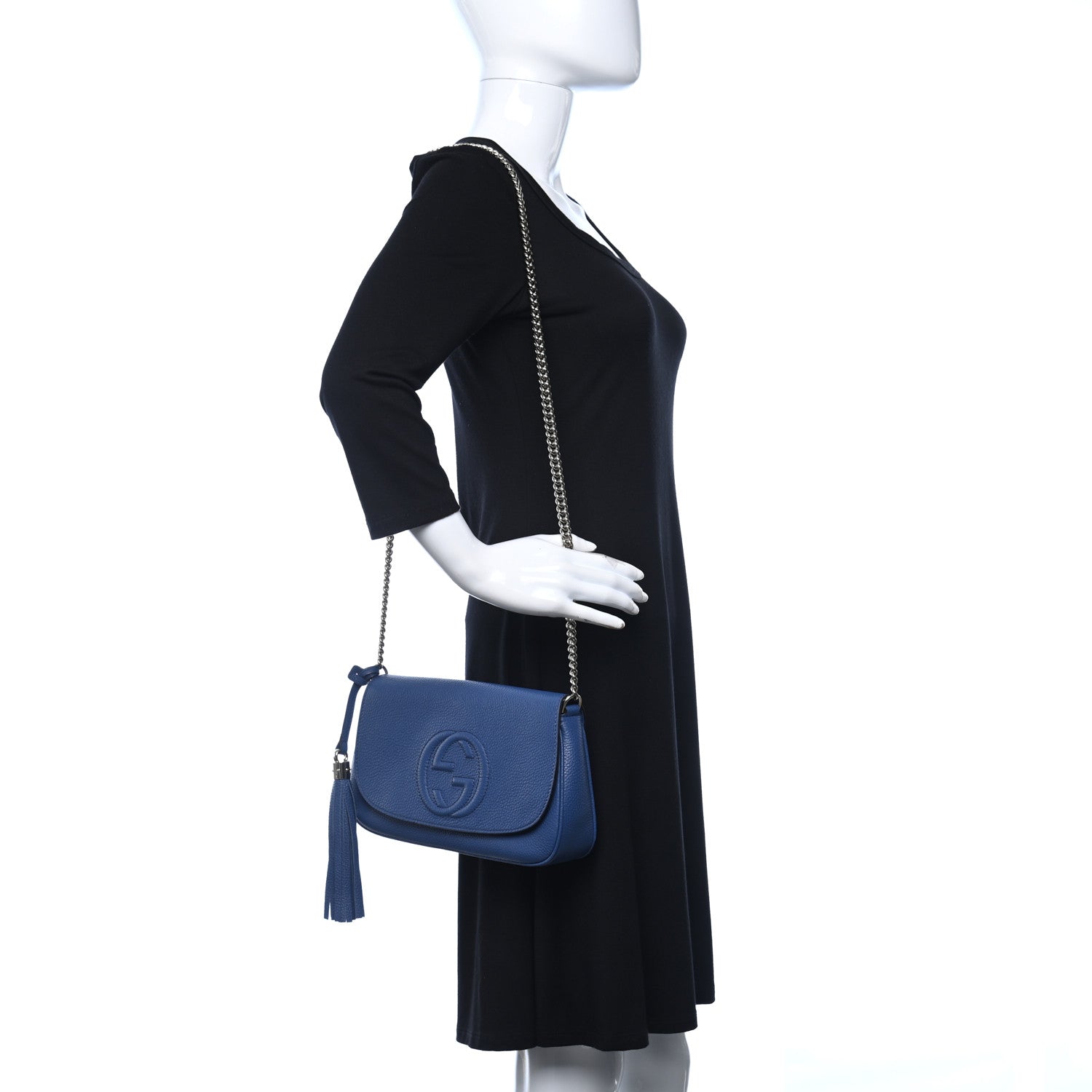Gucci Pebbled Calfskin Medium Soho Flap Crossbody Caspian 2 of 11