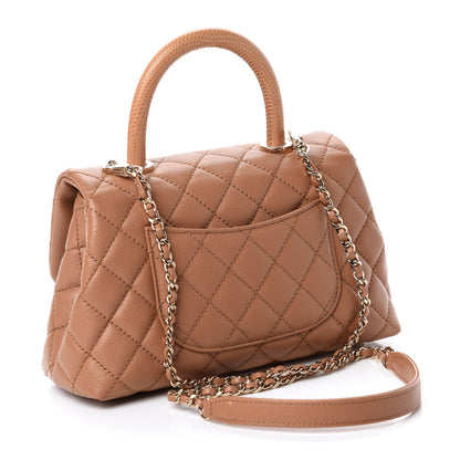 Chanel Caviar Quilted Lizard Embossed Mini Coco Handle Flap Brown 4 of 11