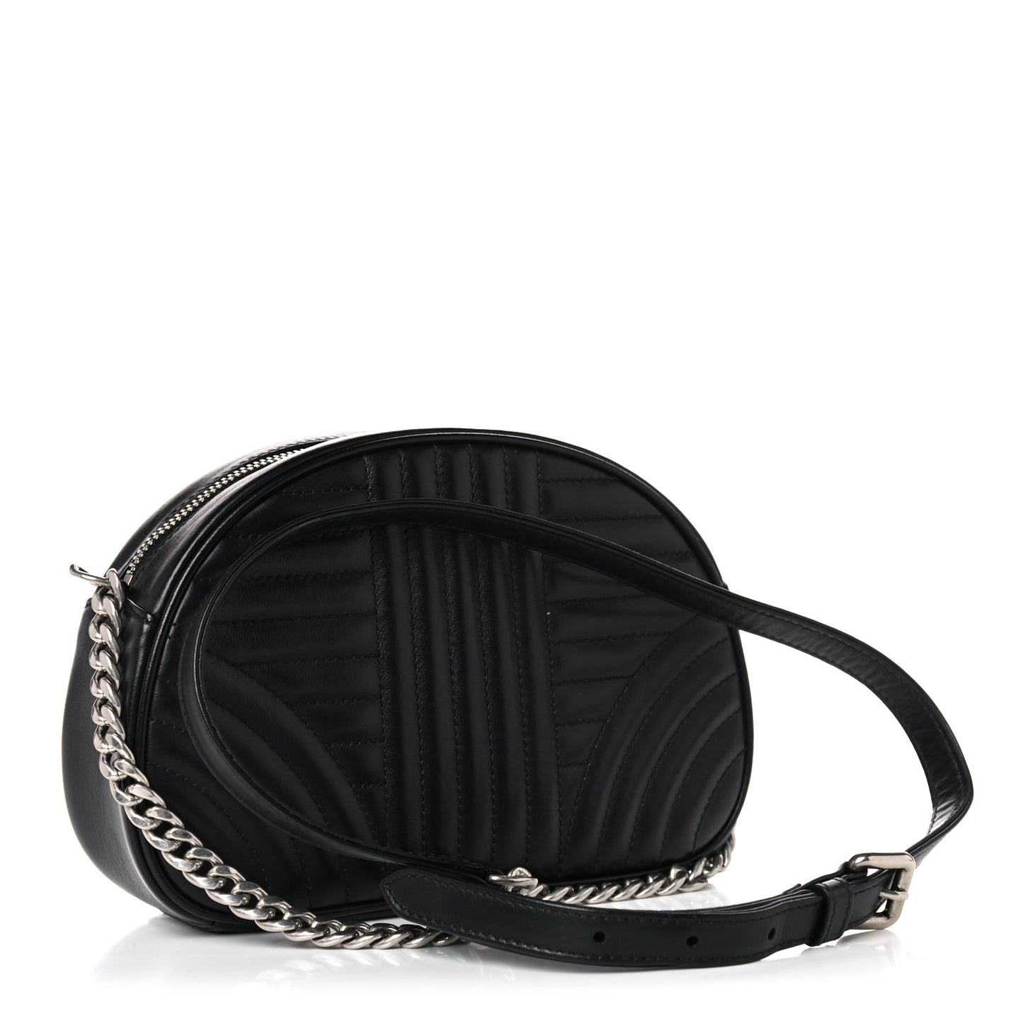 Soft Calfskin Impunture Diagramme Dome Crossbody Bag Black