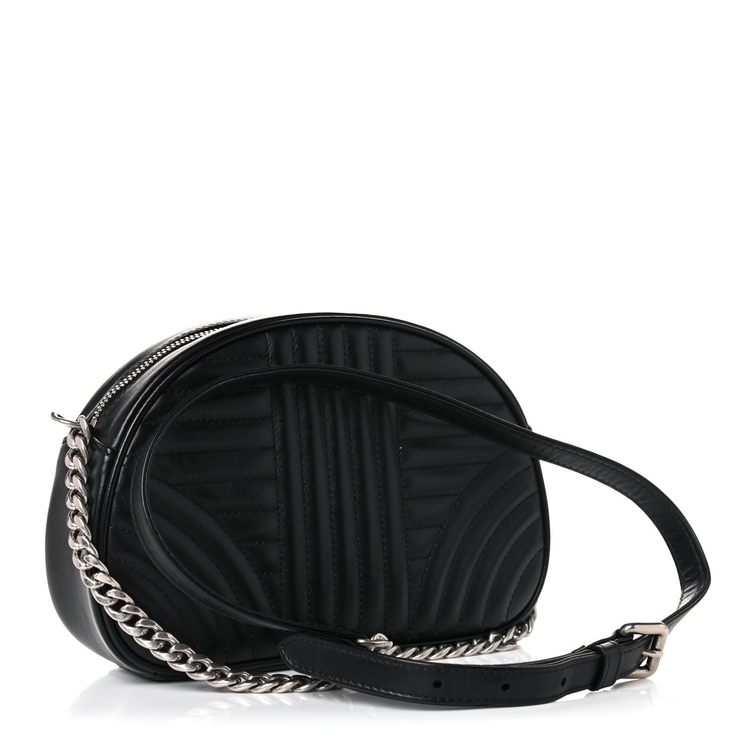 Prada Soft Calfskin Impunture Diagramme Dome Crossbody Bag Black 3 of 9