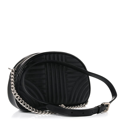 Prada Soft Calfskin Impunture Diagramme Dome Crossbody Bag Black 3 of 9