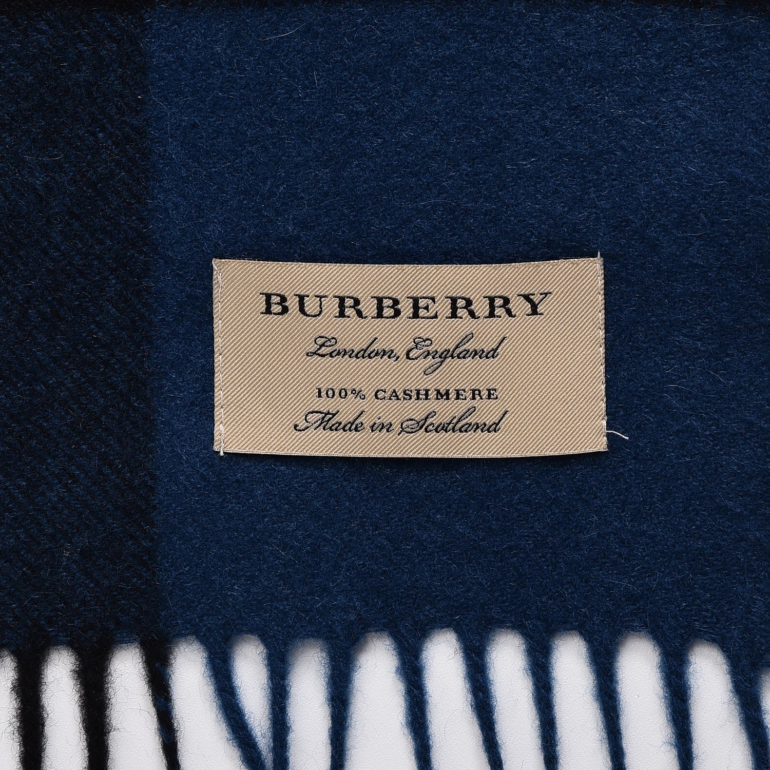 Burberry Cashmere Giant Check Fringe Scarf Blue 4 of 5