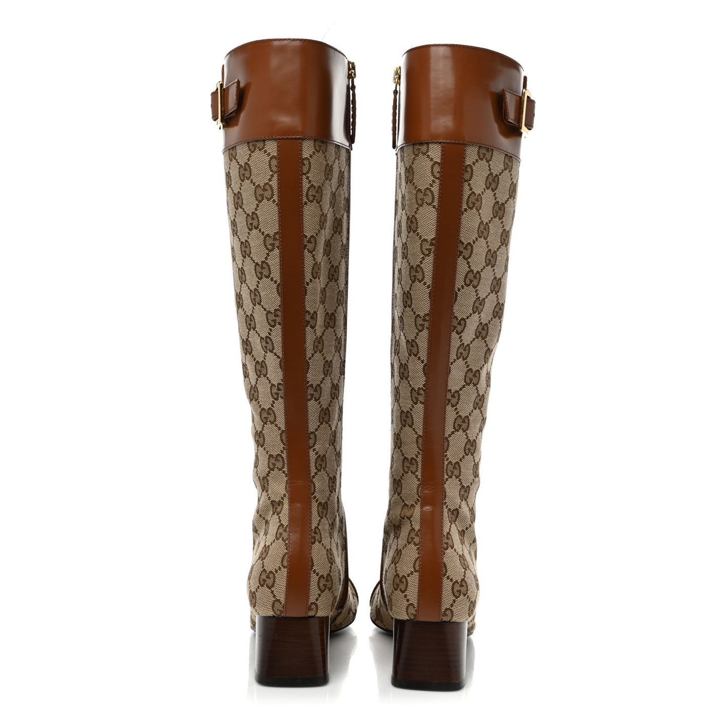 Monogram Cordovan Lux GG Knee High Boots 36 Beige Cuir