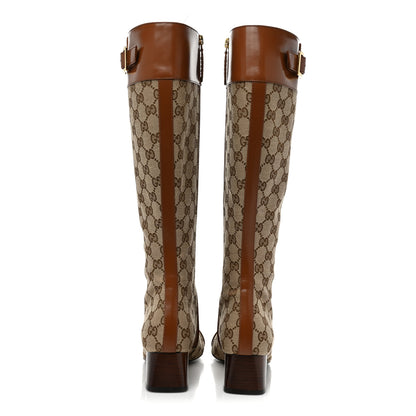 Gucci Monogram Cordovan Lux GG Knee High Boots 36 Beige Cuir 4 of 15