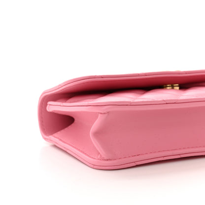 Chanel Lambskin Quilted Top Handle Phone Holder With Chain Pink 10 of 12