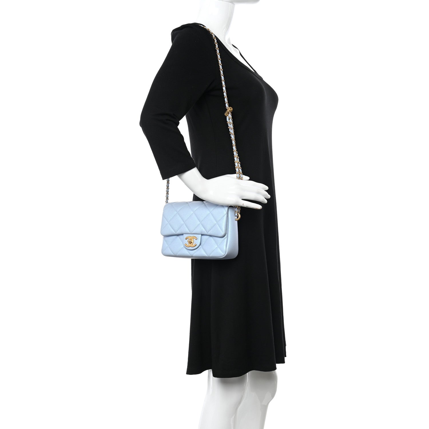 Chanel Iridescent Caviar Quilted Mini My Perfect Flap Light Blue 3 of 9