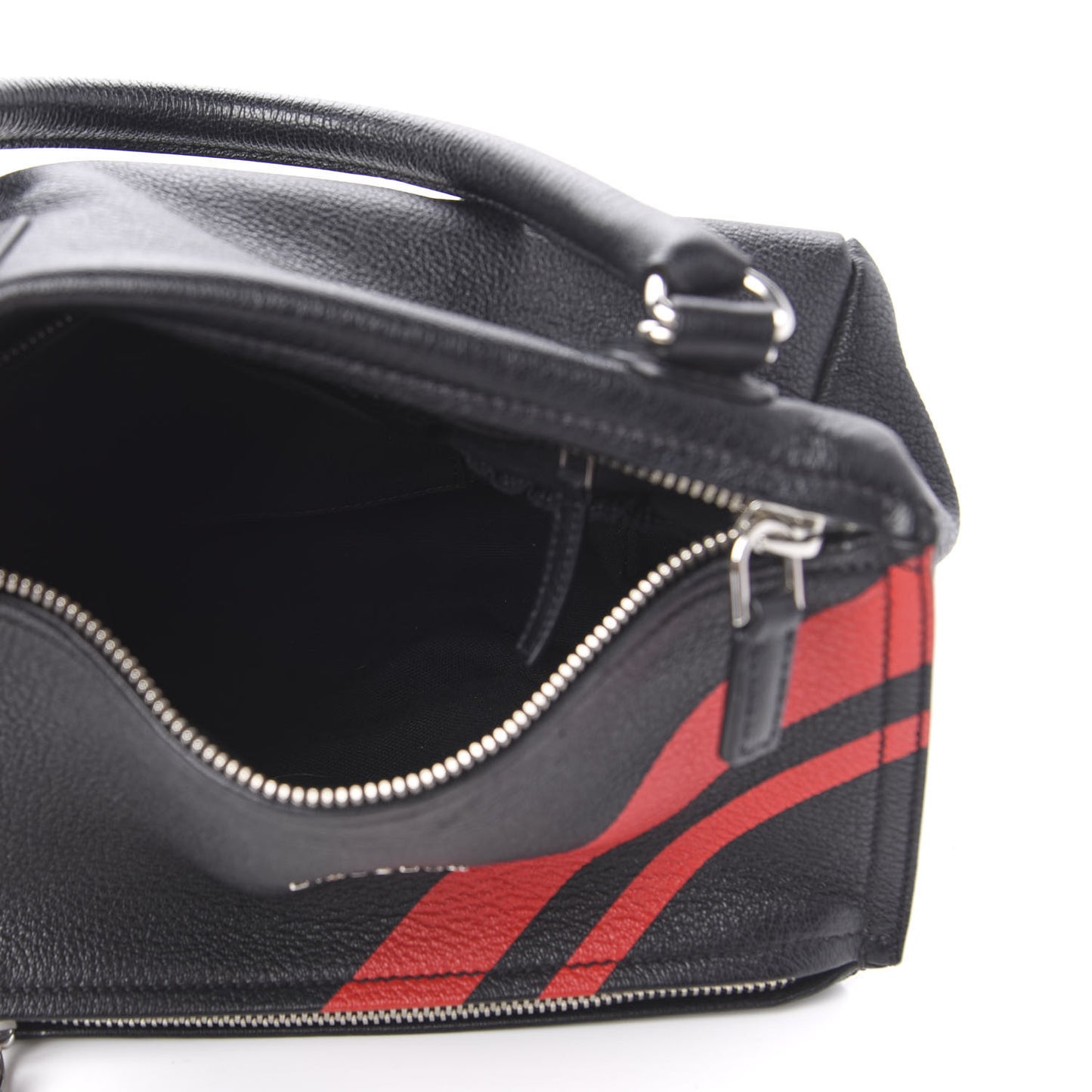 Sugar Goatskin Striped Small Pandora Red Black