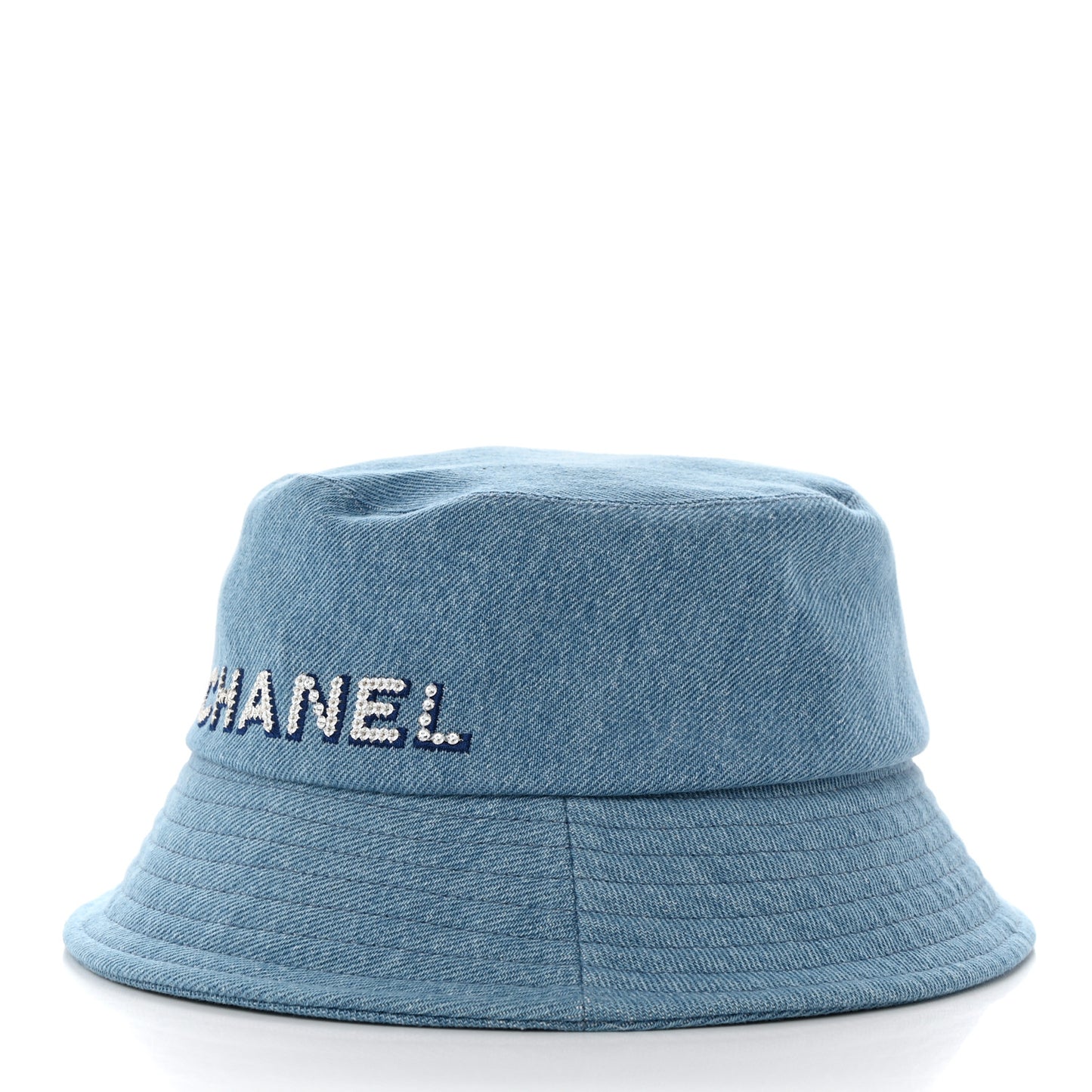 Denim Sequin Cloche Logo Bucket Hat S Blue