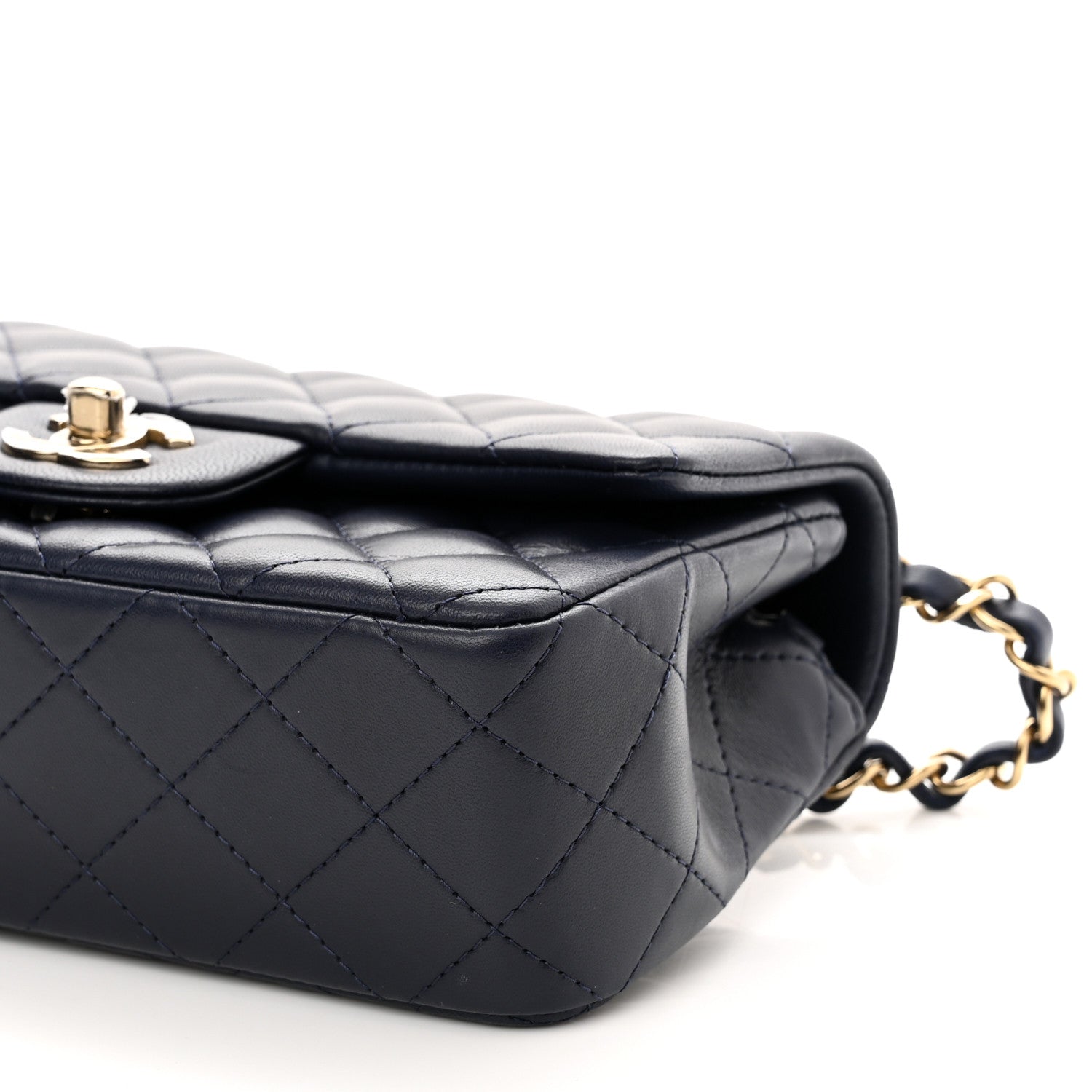 Chanel Lambskin Quilted Mini Rectangular Flap Dark Navy Blue 9 of 9