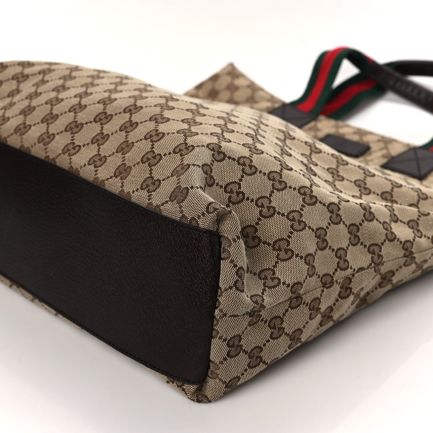 GG Monogram Large Web Handle Vertical Tote Dark Brown