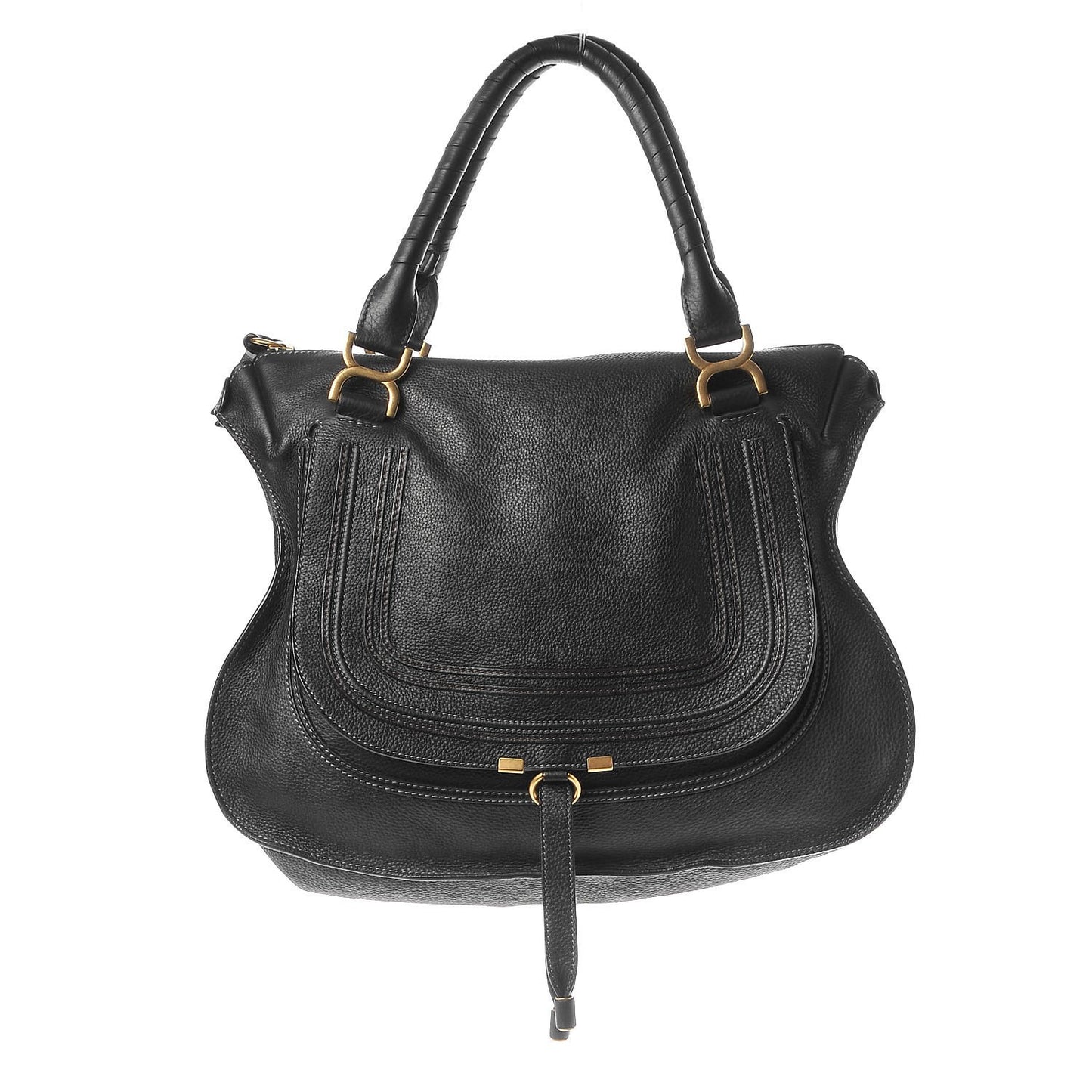 Calfskin Large Marcie Satchel Black