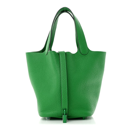 Hermes Taurillon Clemence Monochrome Picotin Lock 18 PM Bambou 1 of 12