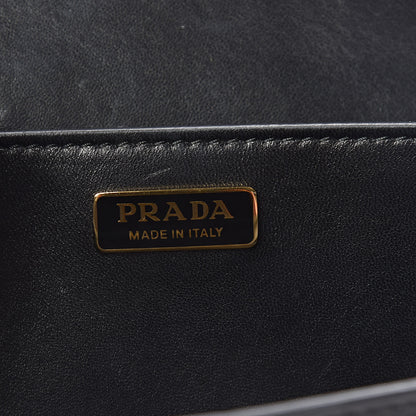 Prada Velvet City Calfskin Leopard Print Cahier Bag Ocra Black 6 of 9