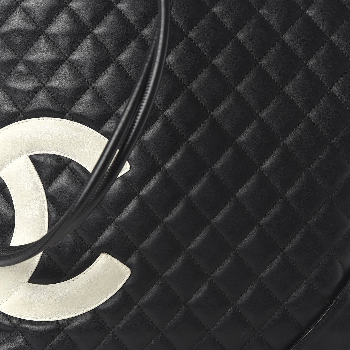 Calfskin Quilted Large Cambon Messenger Black White