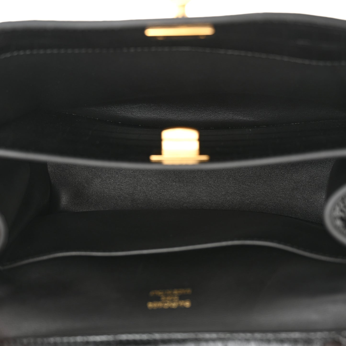 Shiny Calfskin Crocodile Embossed Mini Rodeo Top Handle Handbag Black
