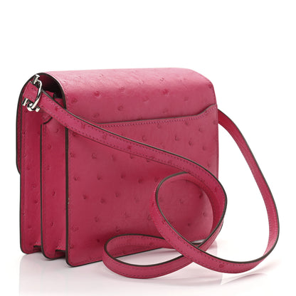 Hermes Ostrich Mini Sac Roulis Rose Pourpre 3 of 10