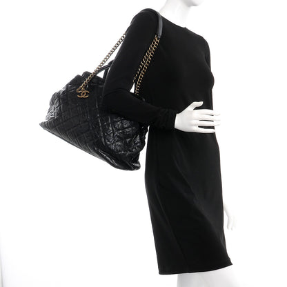 Chanel Glazed Caviar Quilted Large Frame Tote Black 2 of 10