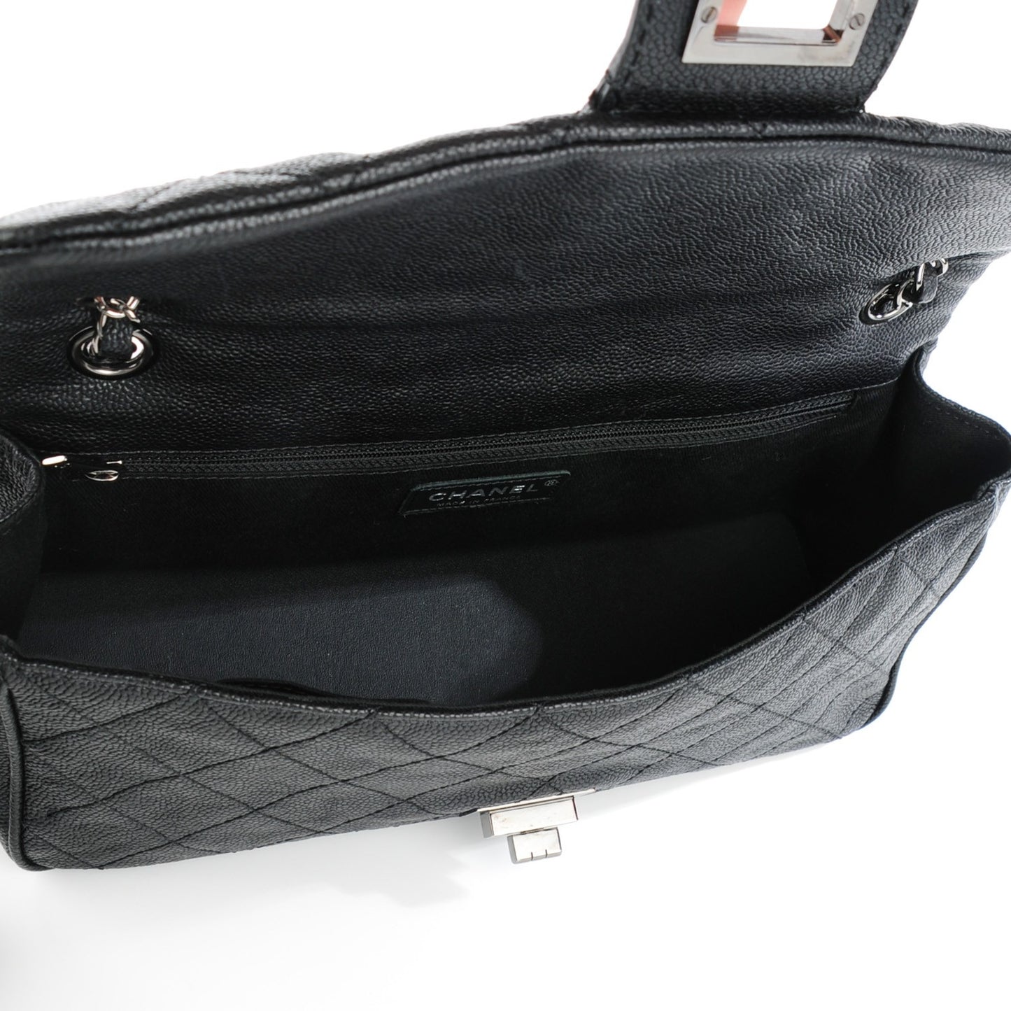 Caviar Quilted Jumbo Mademoiselle Flap Black