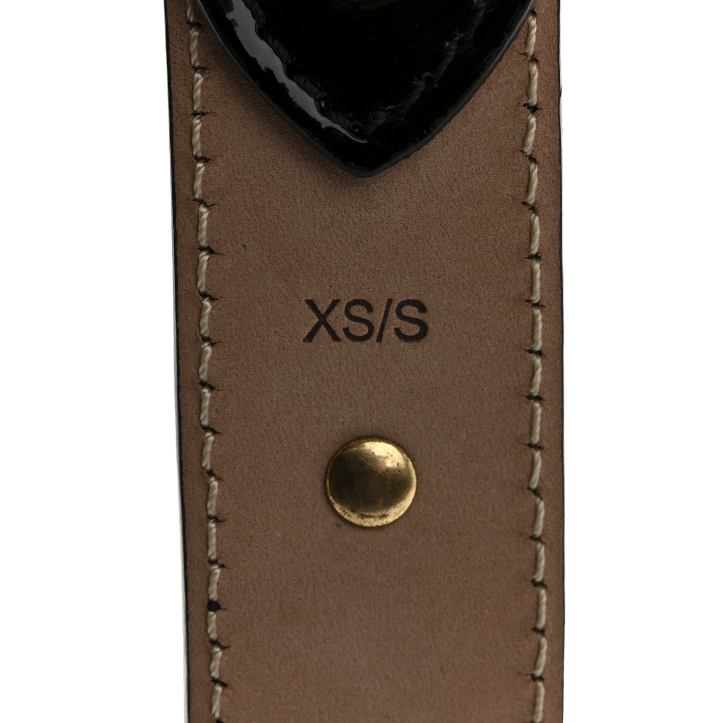 Patent Calfskin Studded Benny Belt XS/S 75/30 Black Gold