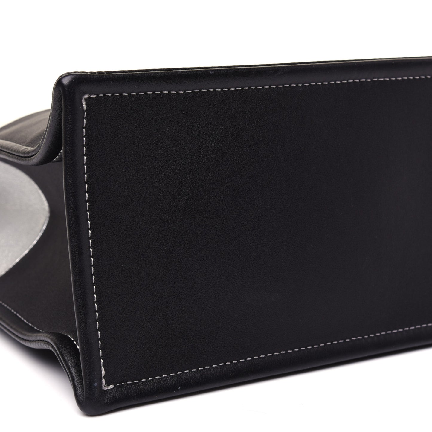 Metallic Goatskin Calfskin Bi-Color Large Boy Tote Black Silver