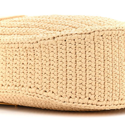 Prada Yarn Raffia Effect Crochet Embroidered Logo Hobo Naturale 7 of 8
