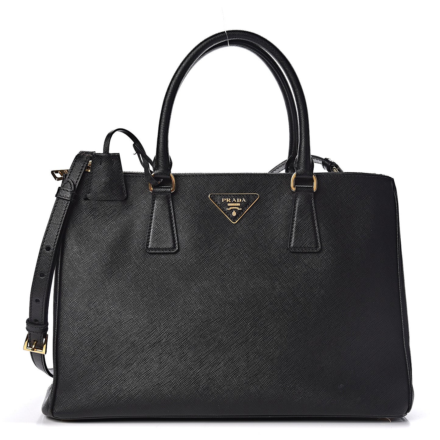 Saffiano Medium Galleria Double Zip Tote Black