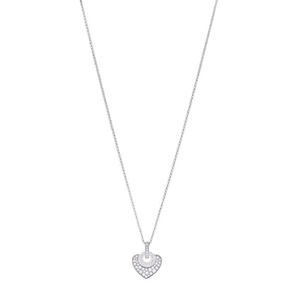 Bulgari 18K White Gold Diamond BVLGARI BVLGARI Heart Pave Pendant Necklace 1 of 7