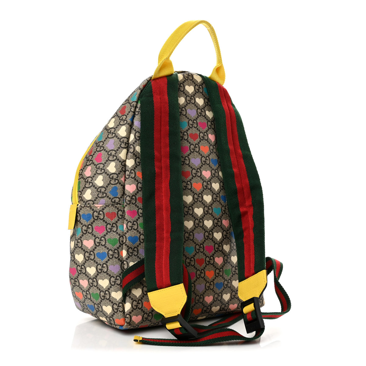 Soft GG Supreme Monogram Hearts Web Childrens Backpack  Beige Ebony Multicolor Freesia