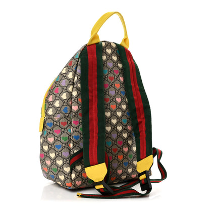 Gucci Soft GG Supreme Monogram Hearts Web Childrens Backpack  Beige Ebony Multicolor Freesia 2 of 9