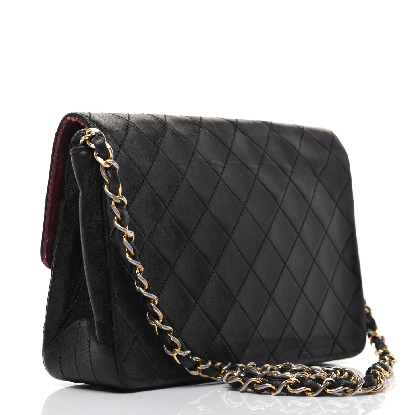 Lambskin Quilted Small Single Flap Black