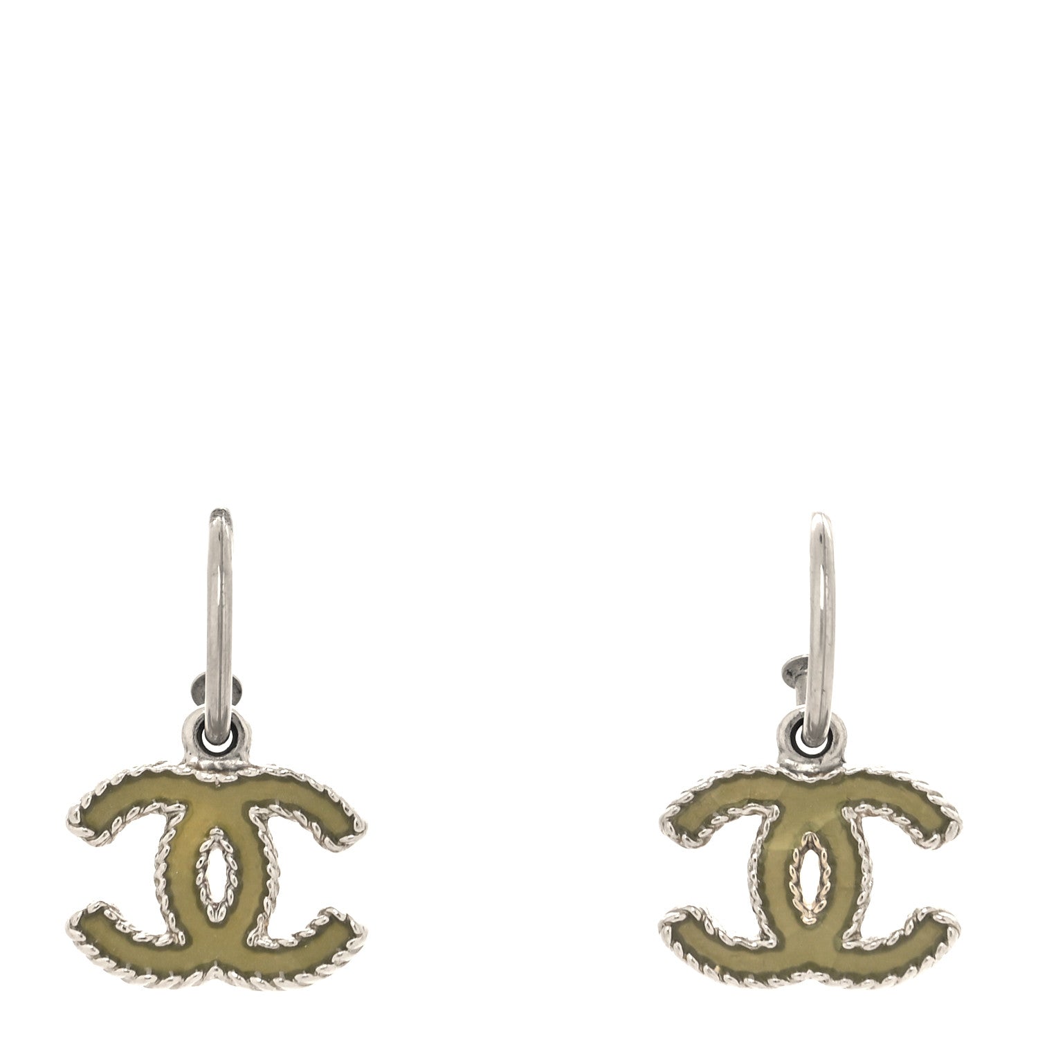 Chanel Enamel CC Drop Earrings Green 1 of 4