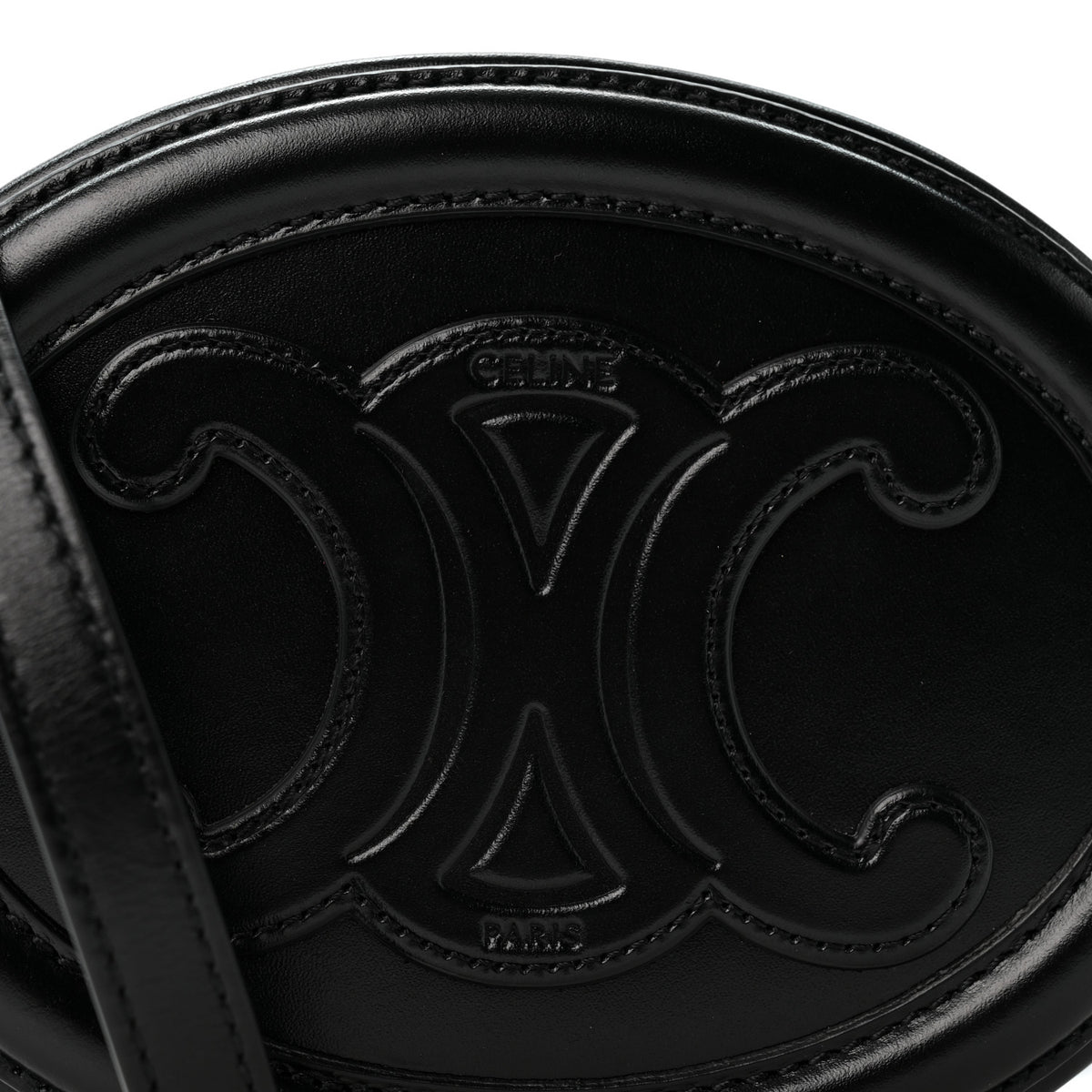 Celine Smooth Calfskin Cuir Small Triomphe Oval Crossbody Purse Black 6 of 14