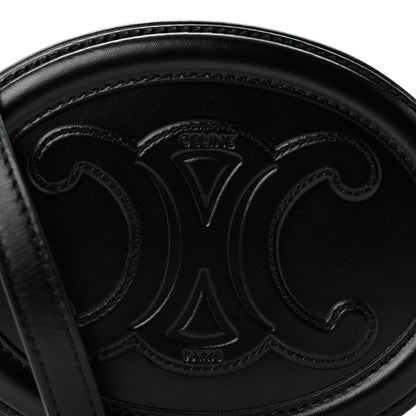 Celine Smooth Calfskin Cuir Small Triomphe Oval Crossbody Purse Black 6 of 14