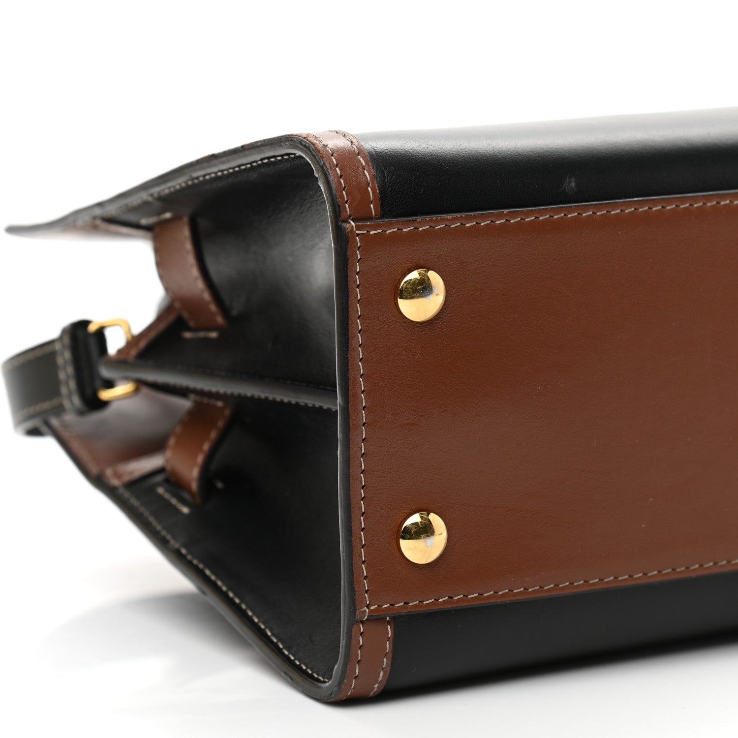 Burberry Calfskin Vintage Check Mini Two Handle Title Bag Black 7 of 10