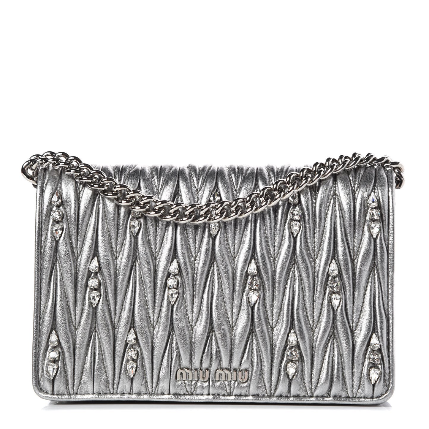 Nappa Crystal Chain Crossbody Cromo