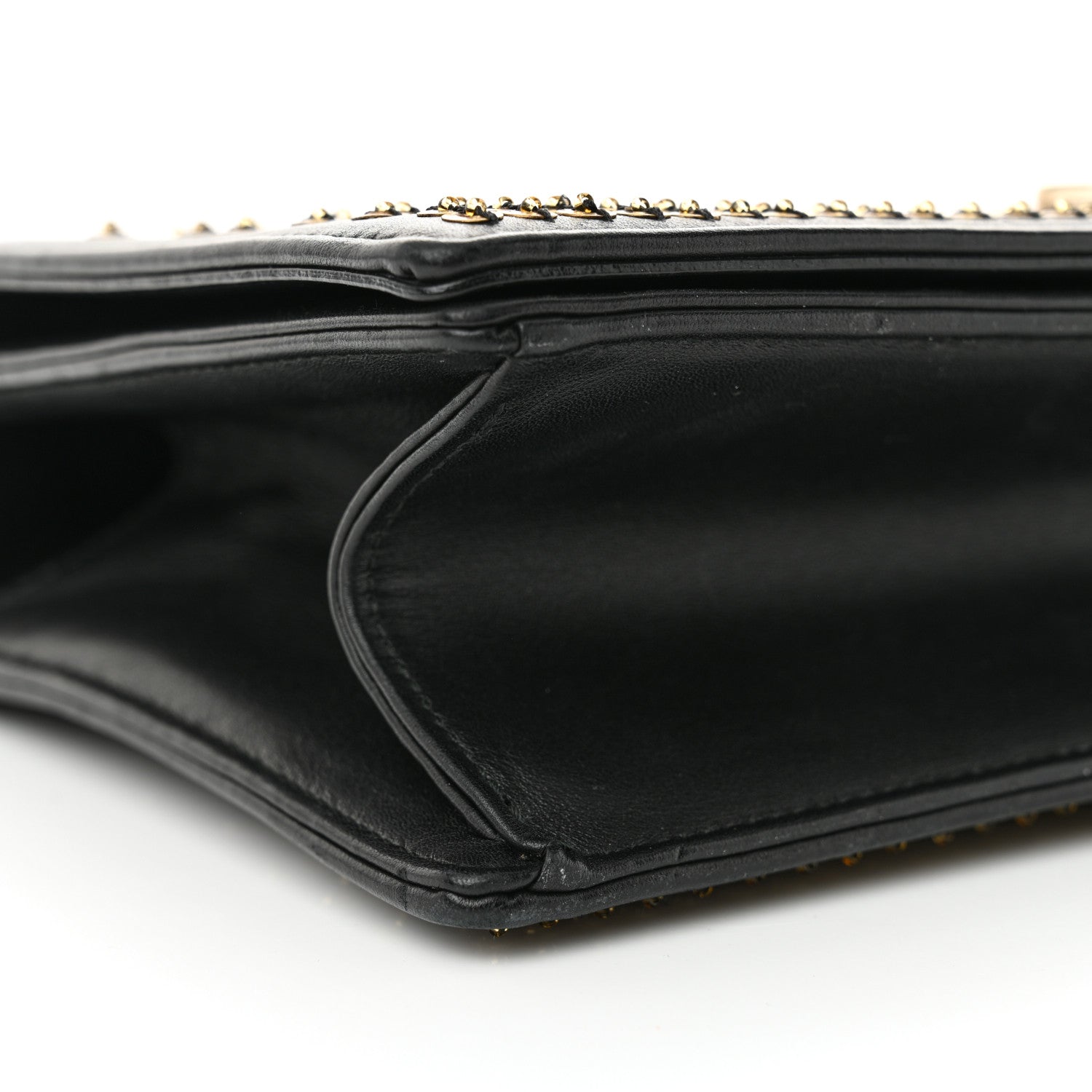 Christian Dior Calfskin Beaded Medium Diorama Flap Bag Black Gold 8 of 13