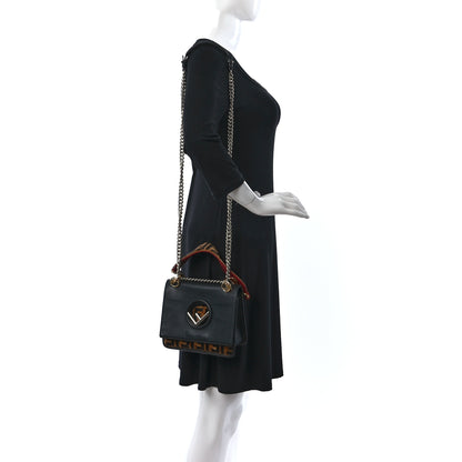 Fendi Vitello Century Velvet F is Fendi FF Embroidered Small Kan I Shoulder Bag Black Tobacco 2 of 16